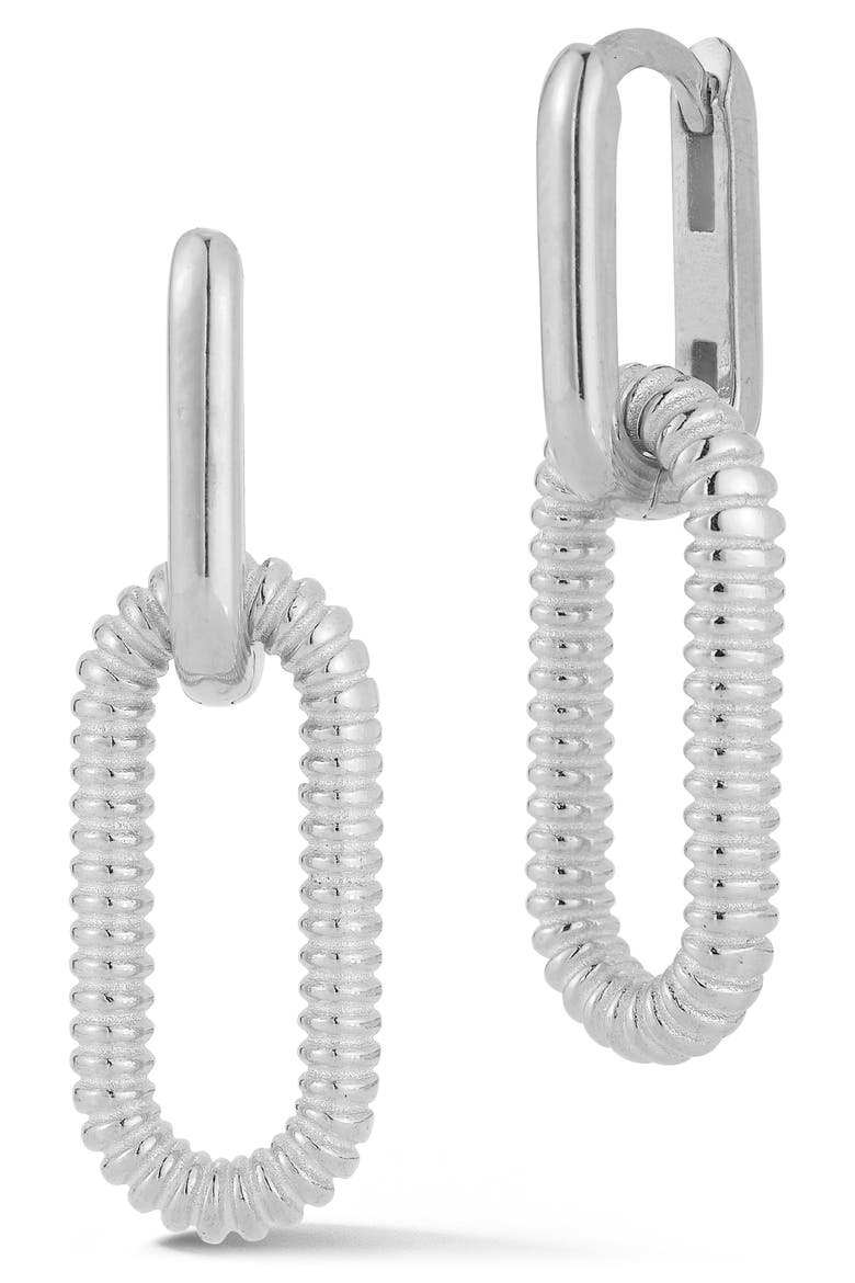 Link Drop Earrings, Main, color, SILVER