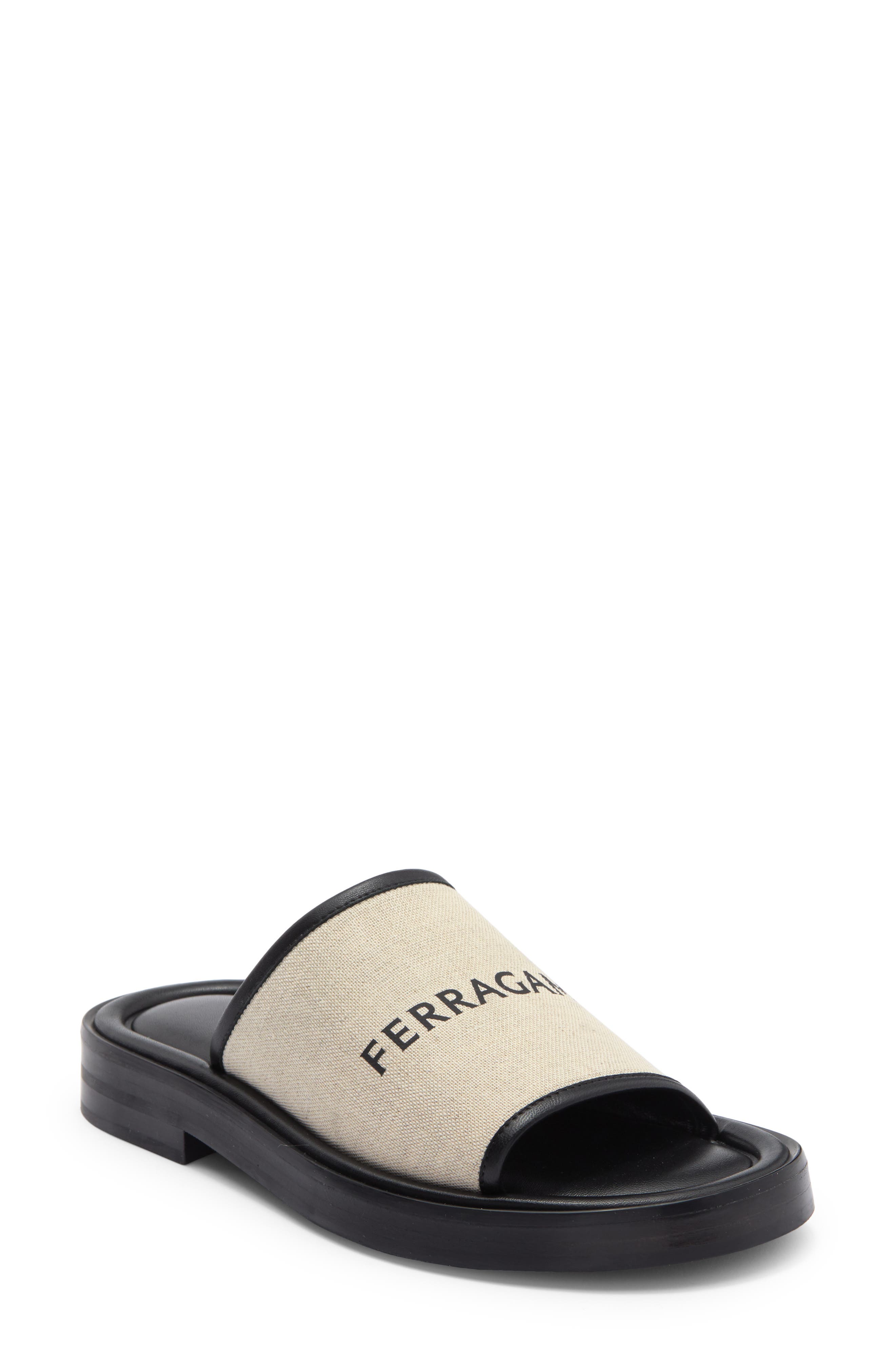 FERRAGAMO Kuban Logo Slide Sandal, Main, color, 