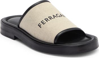 【送料&関税込】Ferragamo Slide Sandal Salvatore Ferragamo Groove Signature Logo Pool Slide Sandals