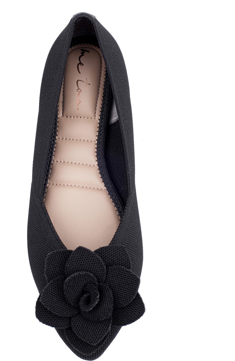 Me Too Alaya Floral Appliqué Mesh Flat, Alternate, color, Black