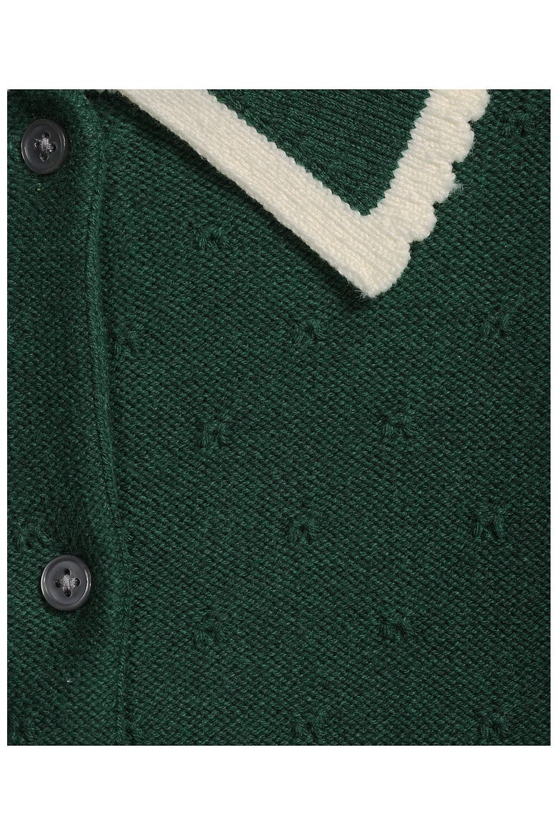 Plus Size Drifter Scallop Collar Sweater, Alternate, color, Evergreen/Ivory