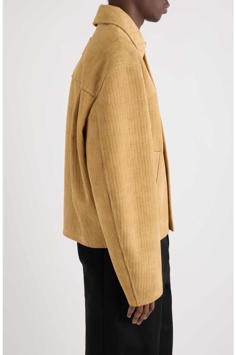 Le Blouson Vannier Basket Weave Leather Jacket, Alternate, color, BEIGE