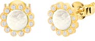 GABI RIELLE Sunlite Pavé CZ & Mother of Pearl Stud Earrings
