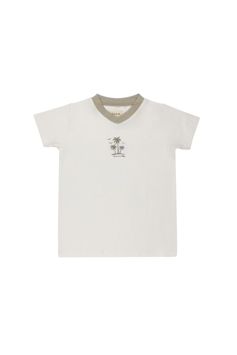 Cotton Floral Plaid Collection - Boys Tee, Main, color, Ivory