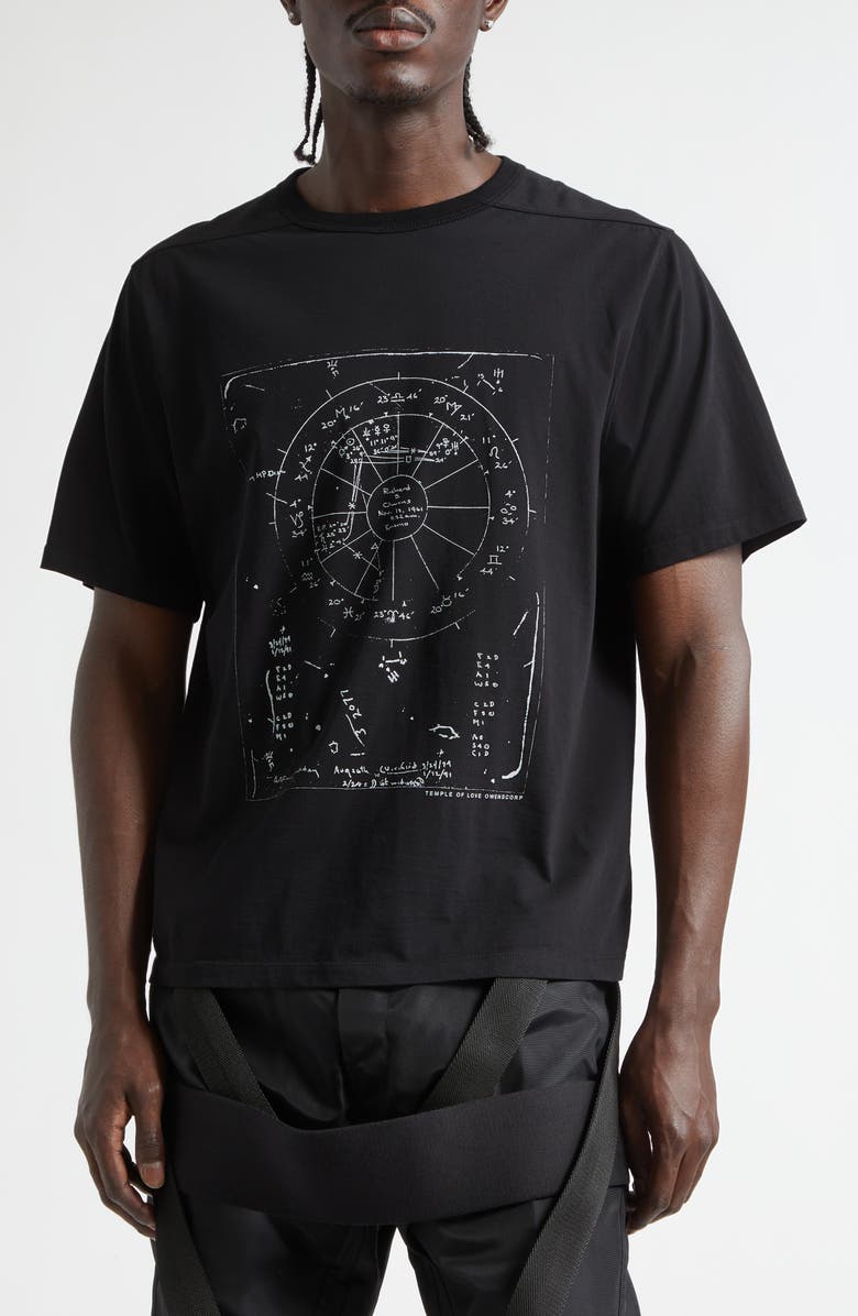 Rick Owens Temple Brad Cotton Graphic T-Shirt, Main, color, Black/ Milk