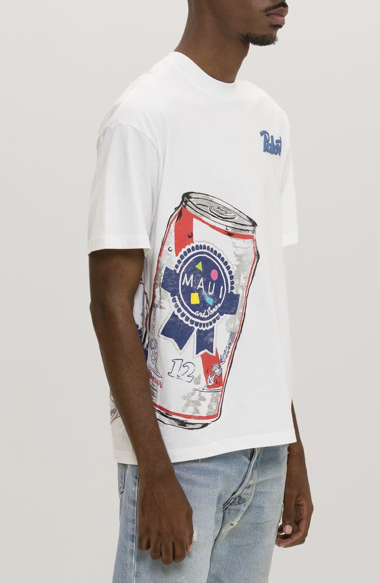 Maui & Sons x Pabst Blue Ribbon Can Puff Graphic T-Shirt, Alternate, color, White