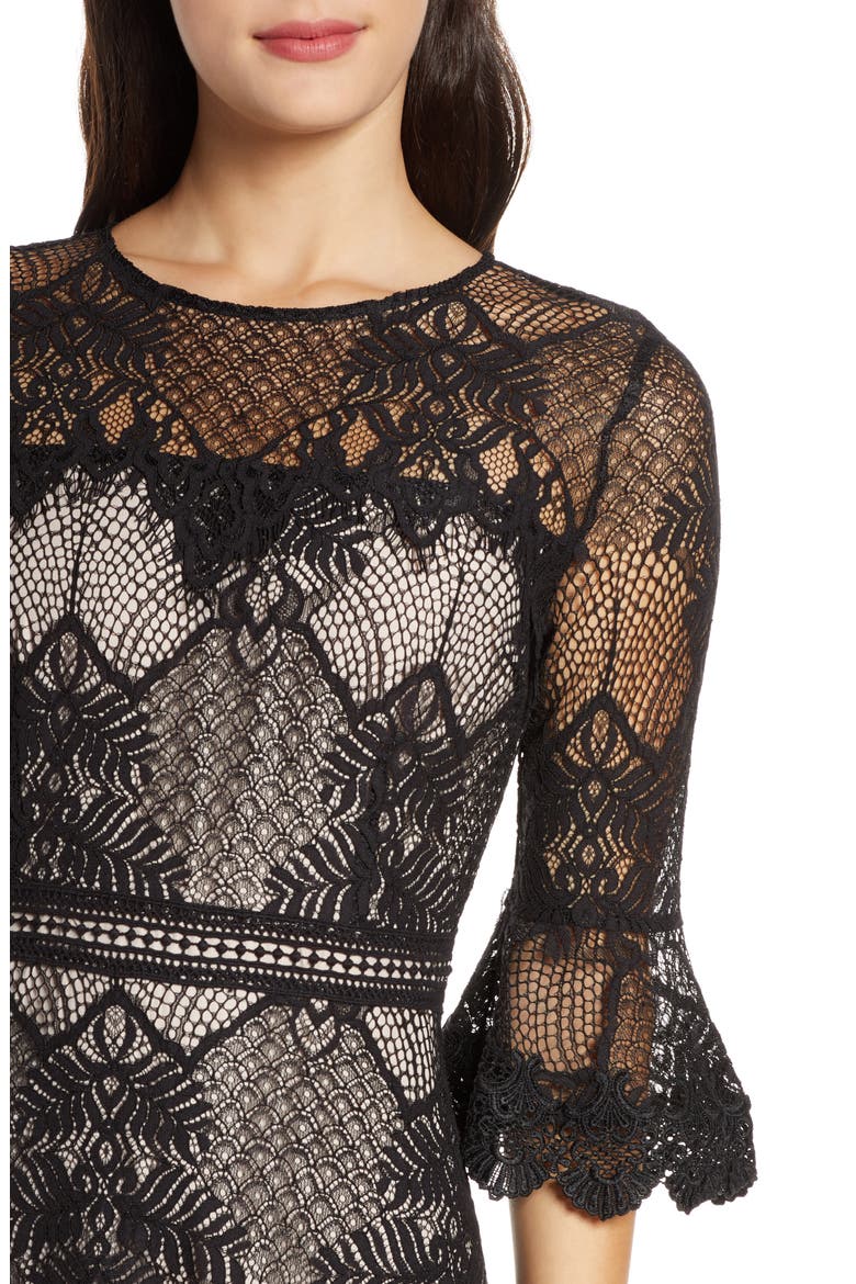 BB Dakota Ruffle Lace Minidress, Alternate, color, BLACK