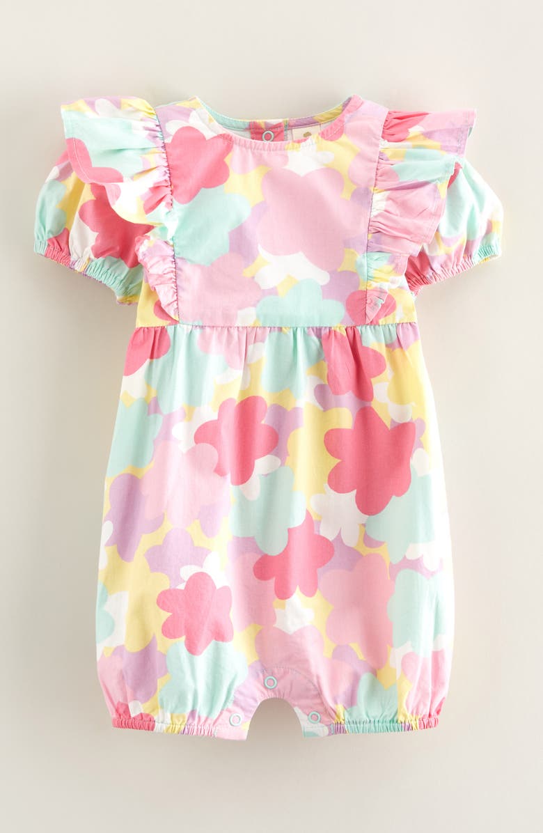 Tucker + Tate Ruffle Cotton Romper, Main, color, Green Yucca Pink Floral