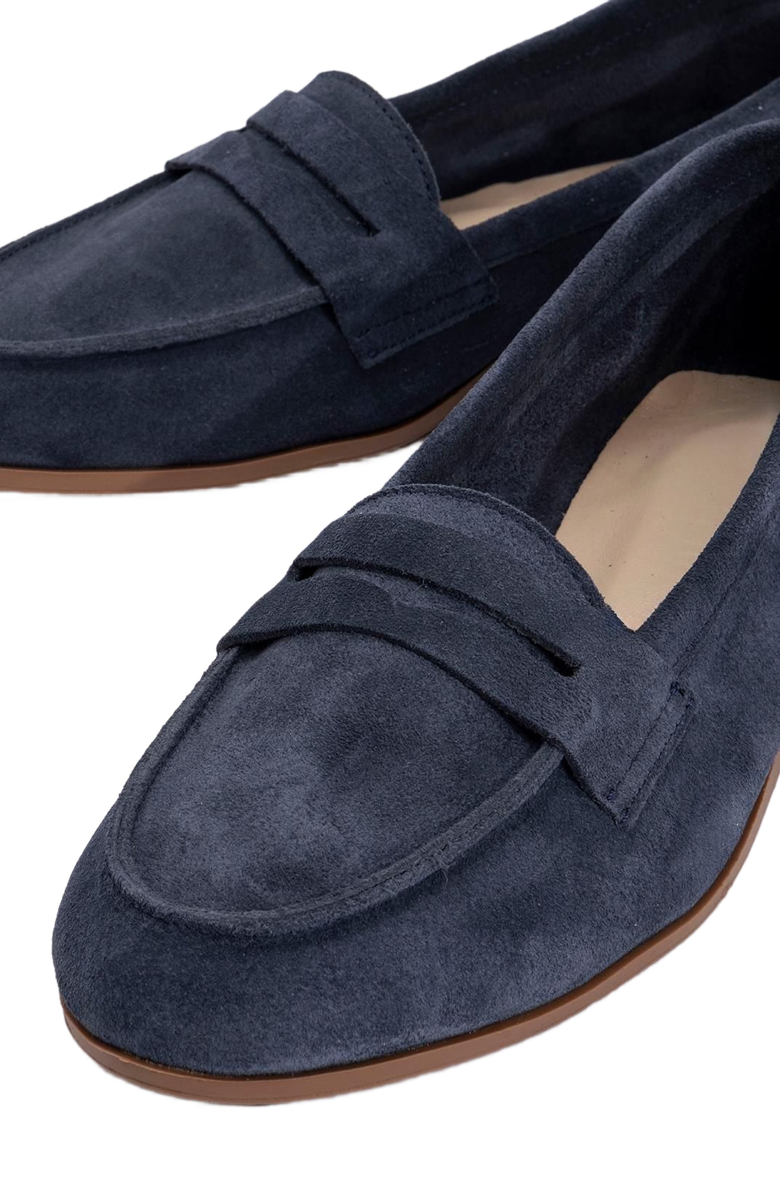 Dorothy Leather Loafer, Alternate, color, Navy Suede Leather