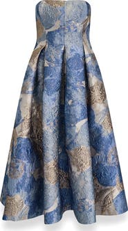 Donna Karan New York Floral Strapless Fit & Flare Midi Cocktail Dress