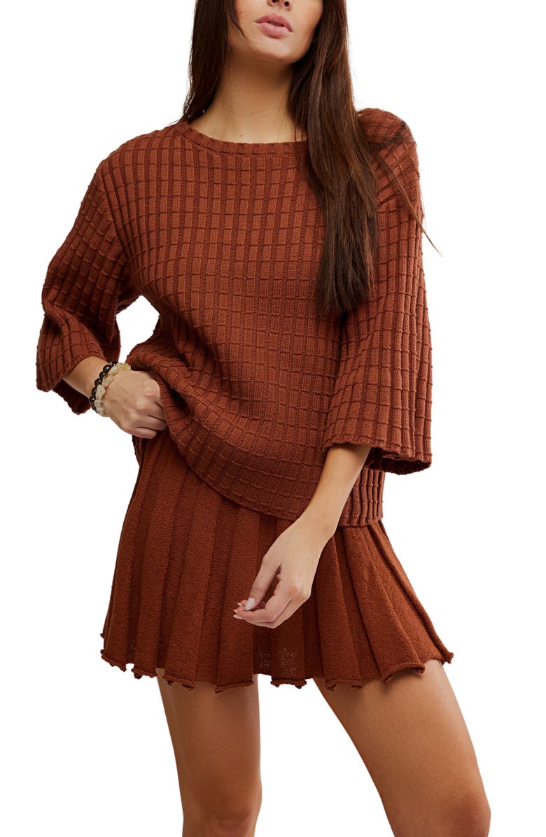 Free People Kenzie Sweater & Skirt Set, Alternate, color, Brownstone