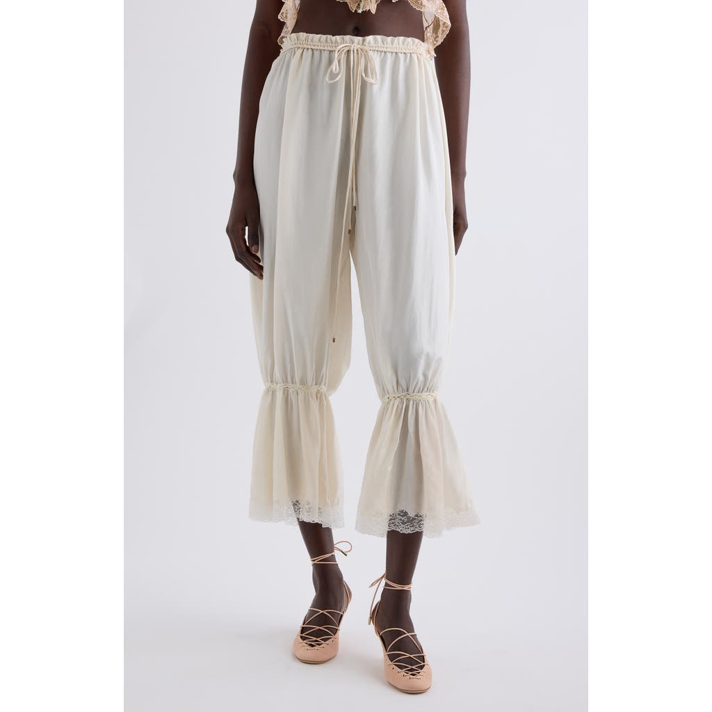 Chloé Lace-trimmed Silk Plonge Cropped Pants In Coconut Milk