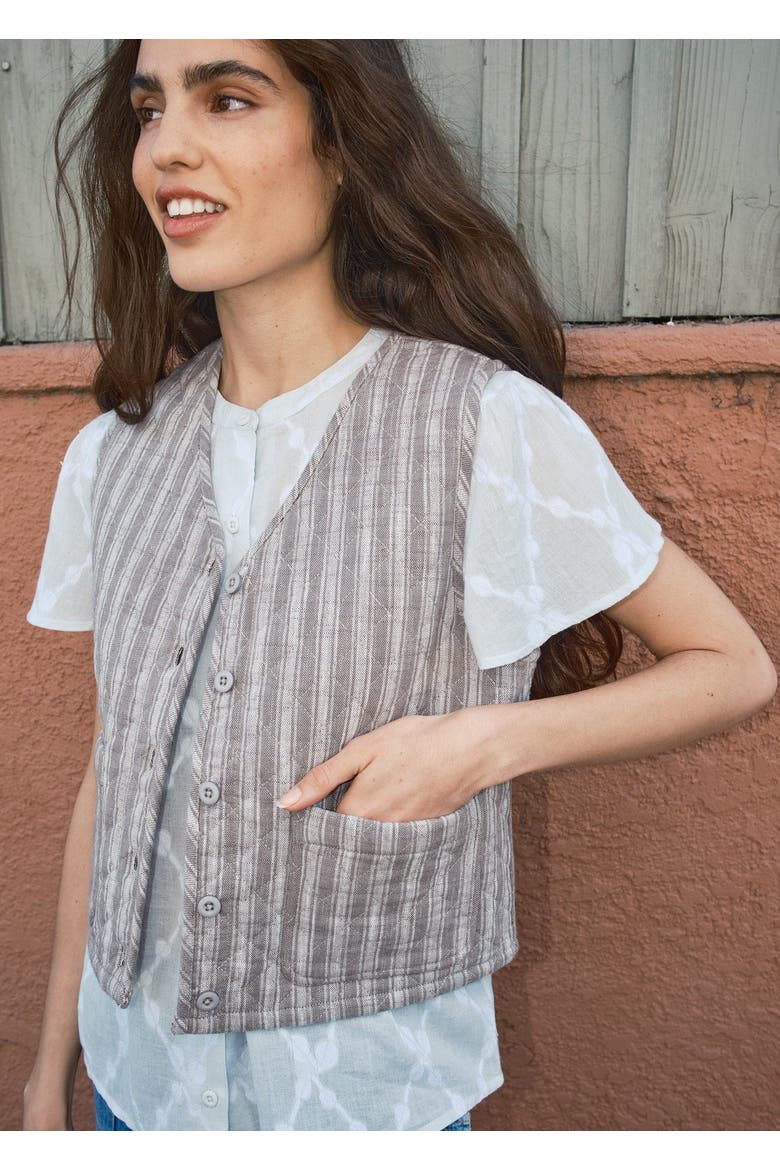 Quilted and Reversible Vest, Alternate, color, Scribble
