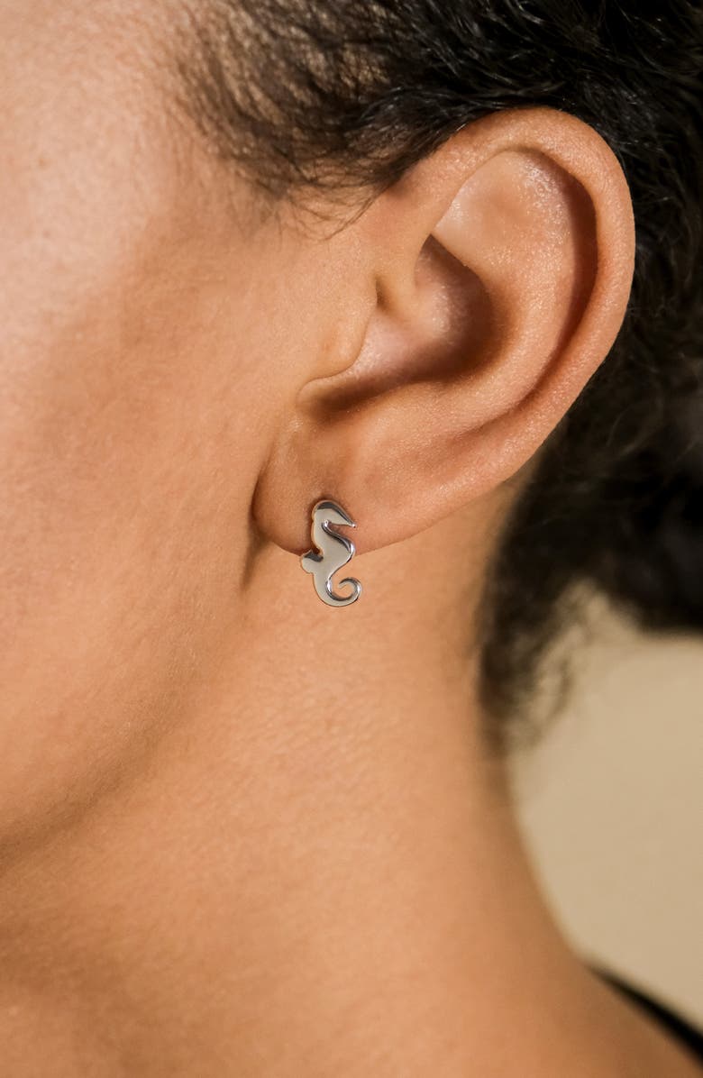 Sterling Forever Seahorse Stud Earrings, Alternate, color, Silver