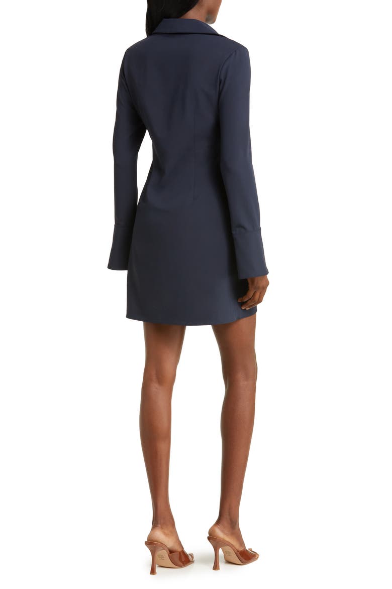 McKenna Front Twist Long Sleeve Mini Shirtdress, Alternate, color, NAVY
