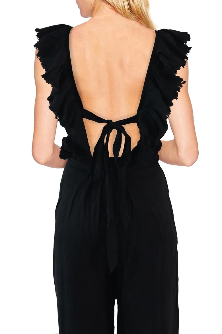 Tie Back Jumpsuit, Alternate, color, BLACK