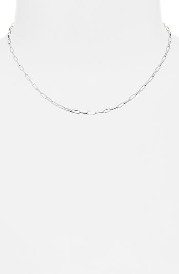 Argento Vivo Elongated Paperclip Chain Necklace In Silver