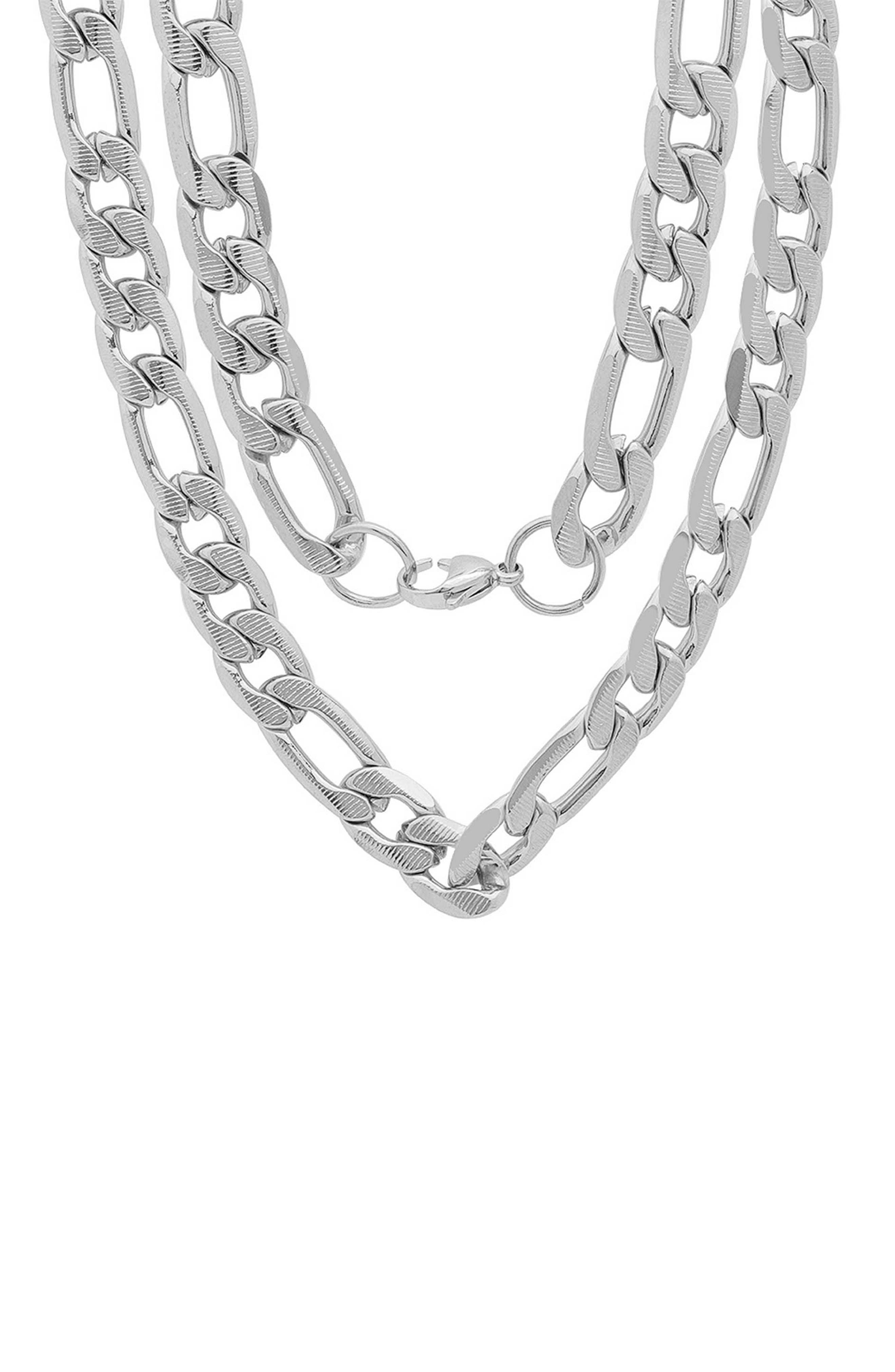 Men's Stainless Steel Figaro Link Necklace