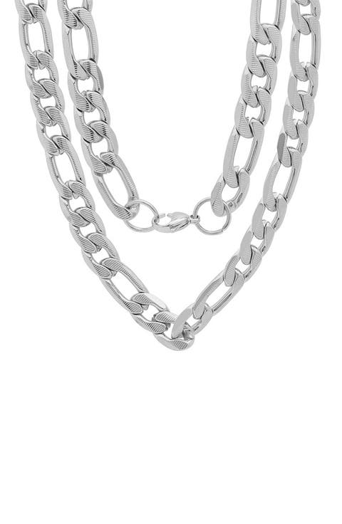 Men's Stainless Steel Figaro Link Necklace