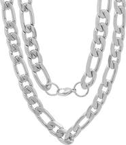 STEELTIME Men's Stainless Steel Figaro Link Necklace