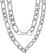 STEELTIME Men's Stainless Steel Figaro Link Necklace