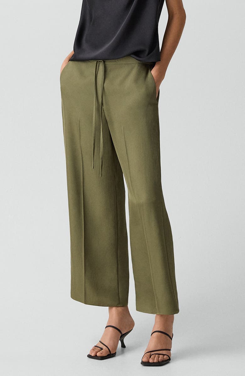 Theory Wide Leg Crop Pants, Alternate, color, Forest Moss