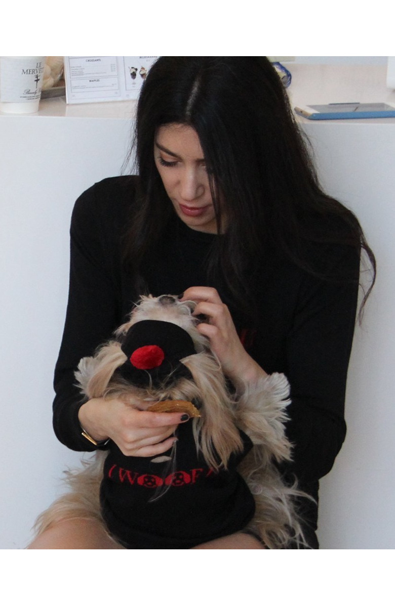 Moshiqa I Woof U Dog Sweater, Alternate, color, Black