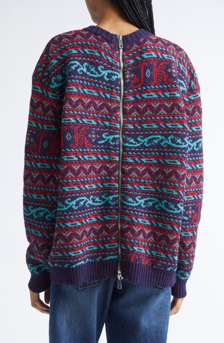 JULIE KEGELS Kair Fair Isle Wool Sweater, Alternate, color, Navy