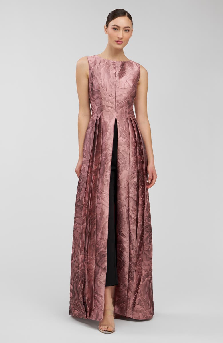 Kay Unger Hazel Metallic Sleeveless Maxi Jumpsuit, Alternate, color, Rose Gold