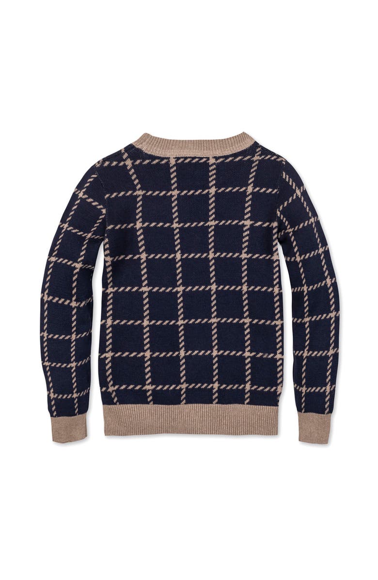 Hope & Henry Kids' Organic Long Sleeve Boyfriend Cardigan Sweater, Alternate, color, Navy And Taupe Windowpane