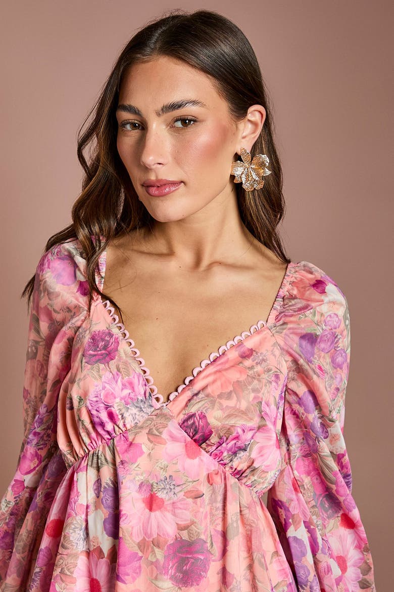 Printed Fit & Flare Maxi Dress, Alternate, color, Pink