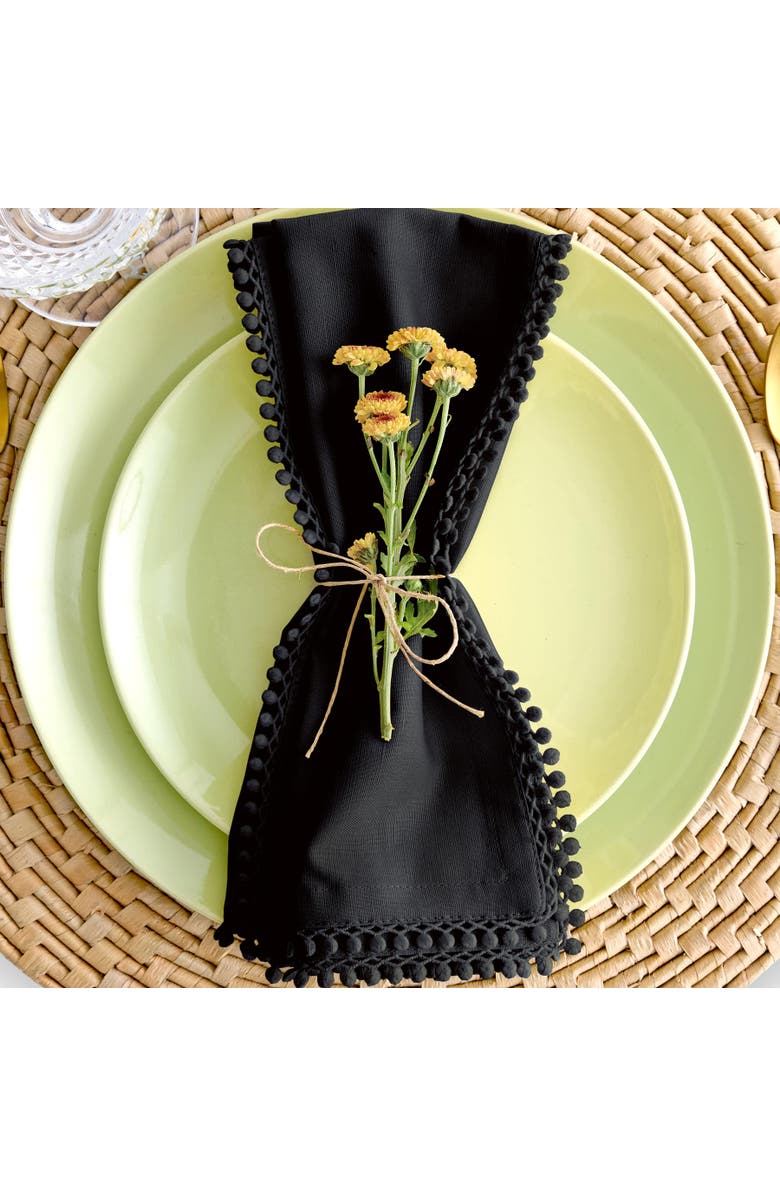 Solino Home Linen Dinner Napkins - Maddie, 20" x 20" Inch, Alternate, color, Black