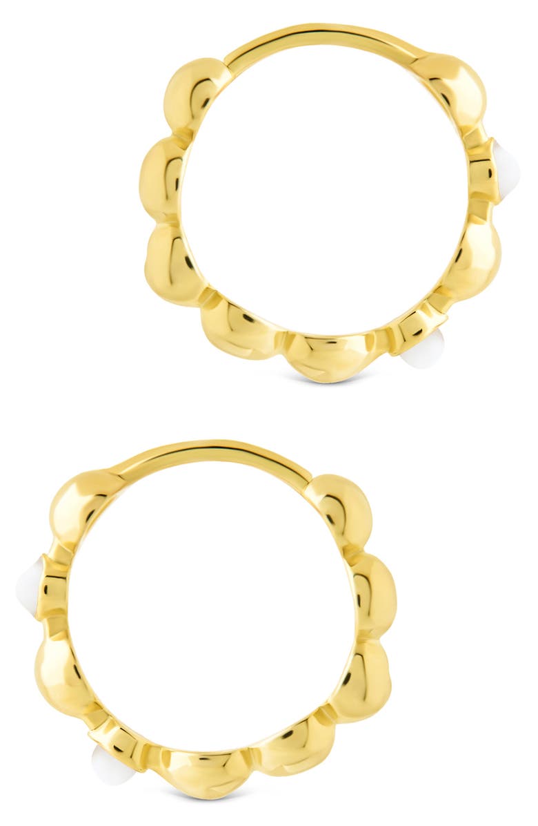 Sterling Forever Miranda Pearl Hoop Earrings, Alternate, color, Gold