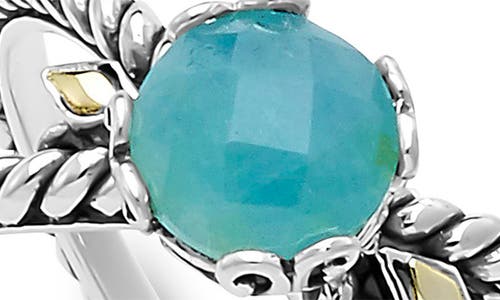 Samuel B. Sterling Silver & 18k Gold Semiprecious Stone Crossover Band Ring In Aquamarine