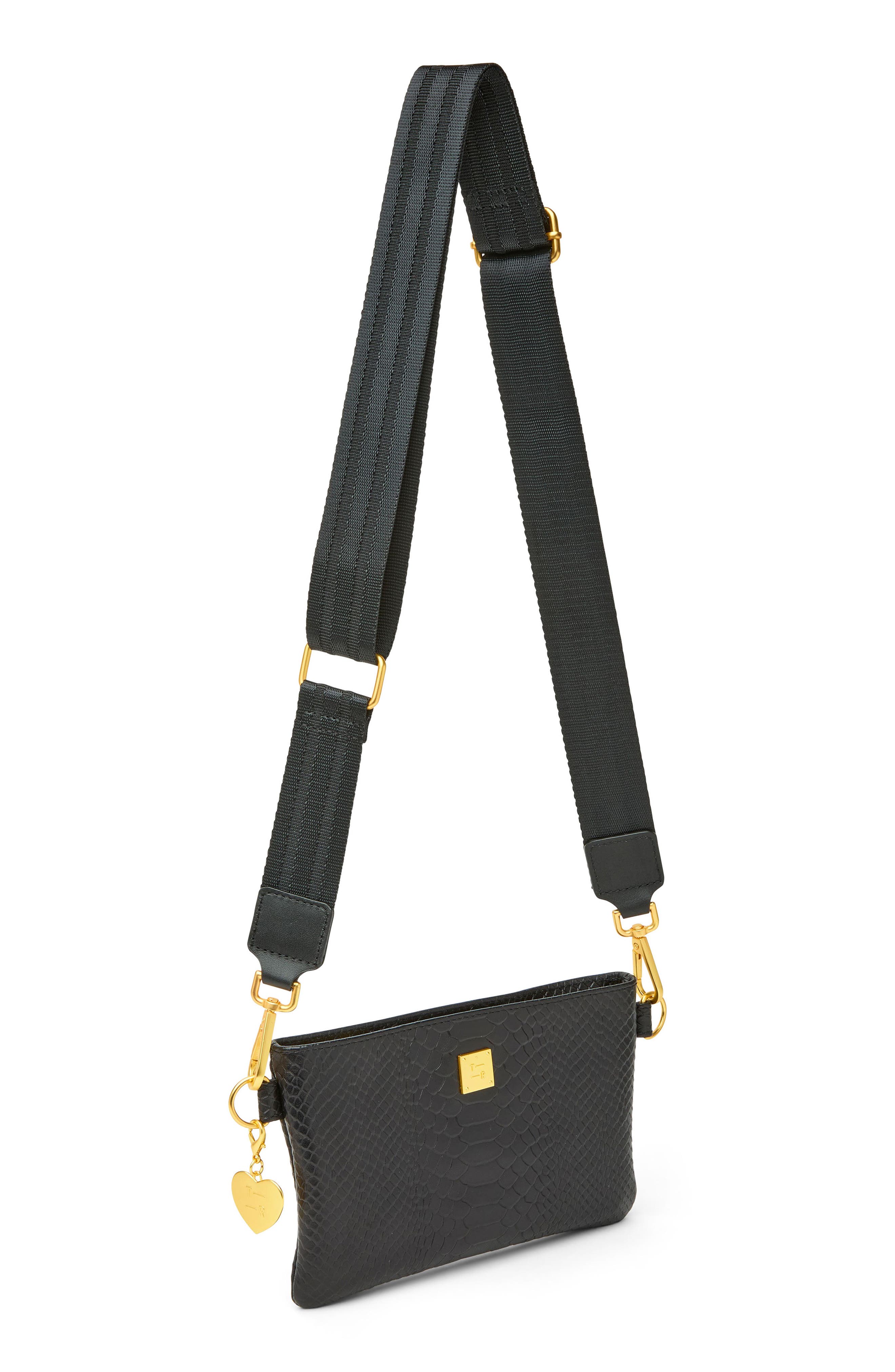 THINK ROYLN Fame Croc Embossed Leather Crossbody Bag, Alternate, color, Black Python Leather