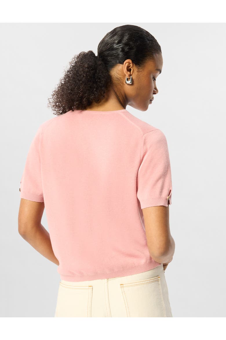 Short Sleeve Button Front Knit Cardigan, Alternate, color, Pink