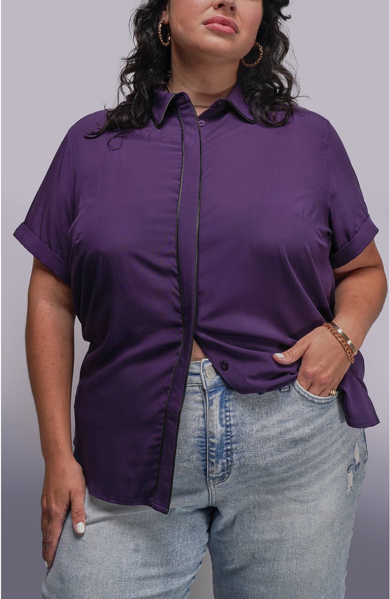 WILDFANG The Empower Button Up, Alternate, color, Plum/Black