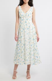 Blu Pepper Floral Print Sleeveless Midi Dress