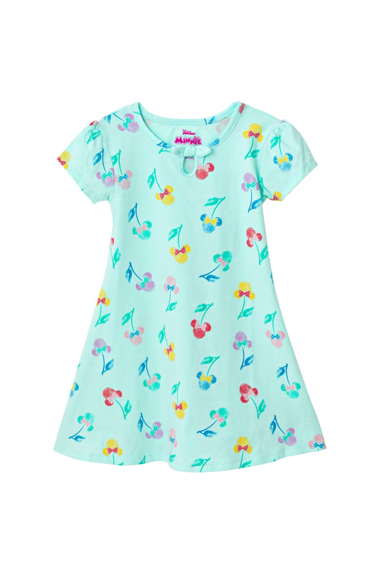 Minnie Mouse Short Sleeve Skater Dress, Main, color, Turquoise Blue