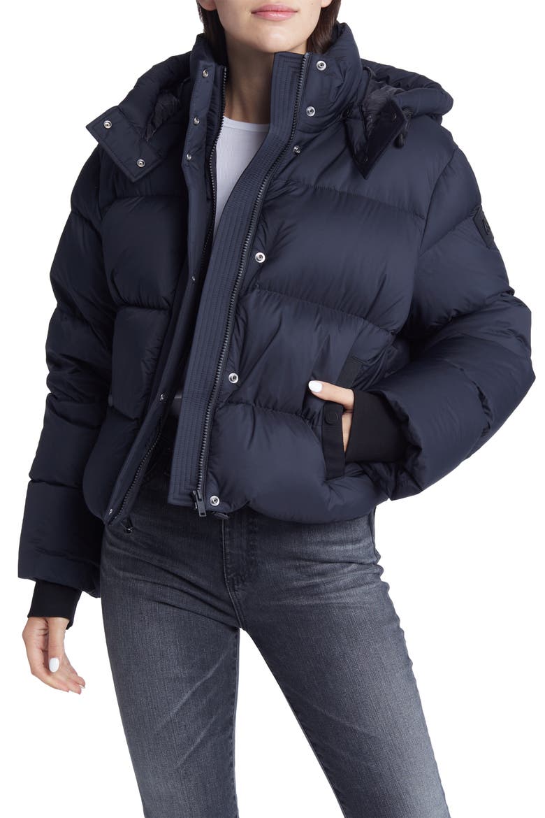 Women's Prospect Down Hooded Puffer Coat, Main, color, BLACK