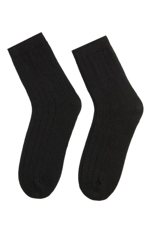 Gobi Mongolian Cashmere Trim Knit Bed Socks In Black