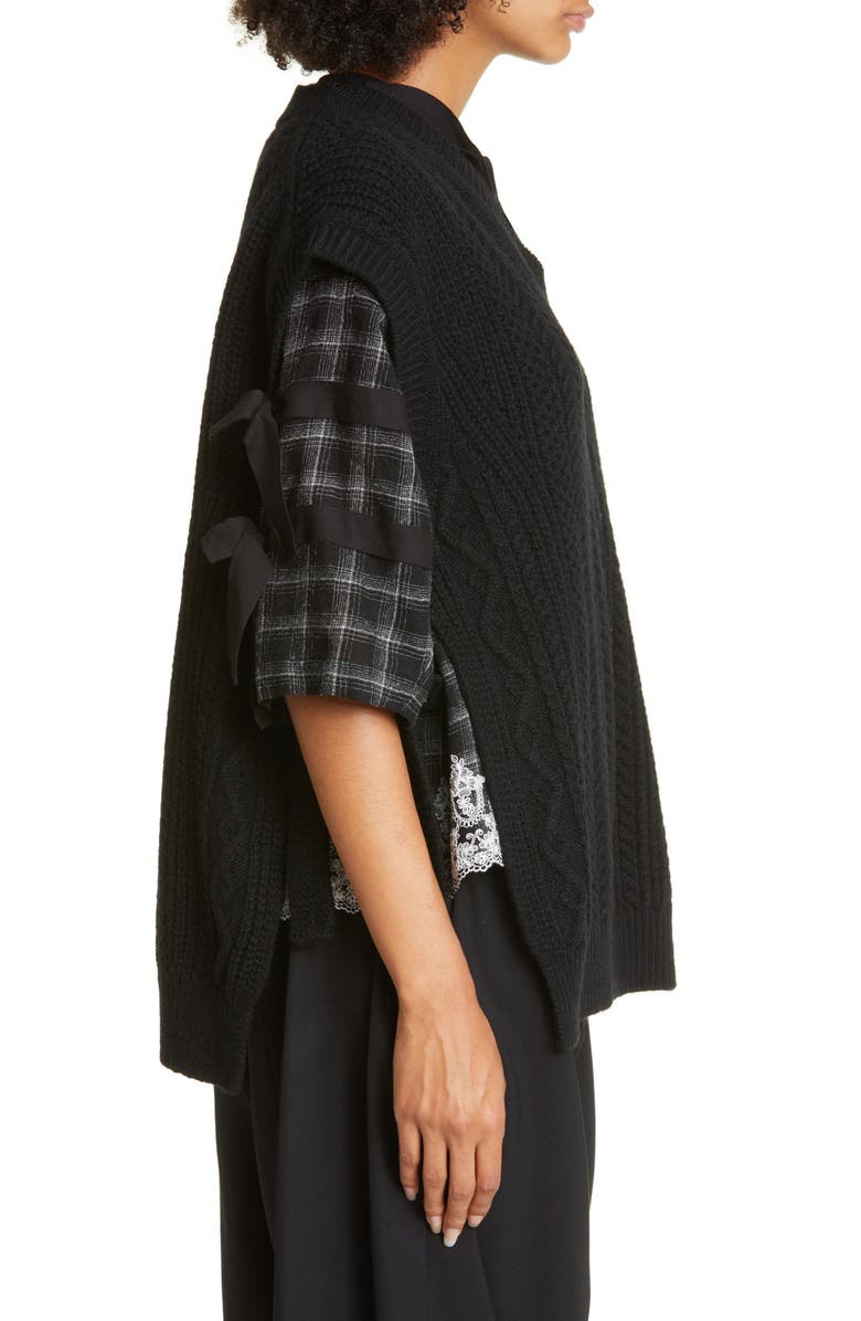 Tao Comme des Garçons Women's Aran Side Ties Shetland Wool Sweater Vest, Alternate, color,