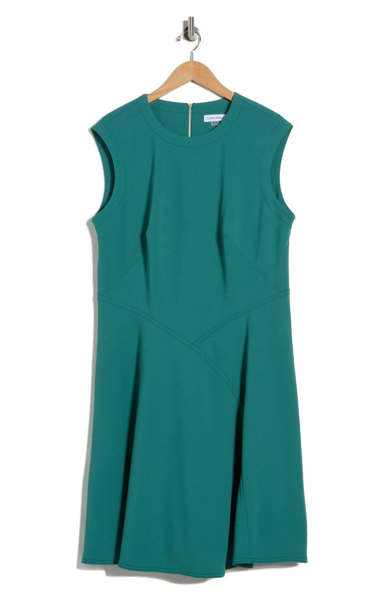 Calvin Klein Sleeveless Fit & Flare Midi Dress, Main, color, Sequoia
