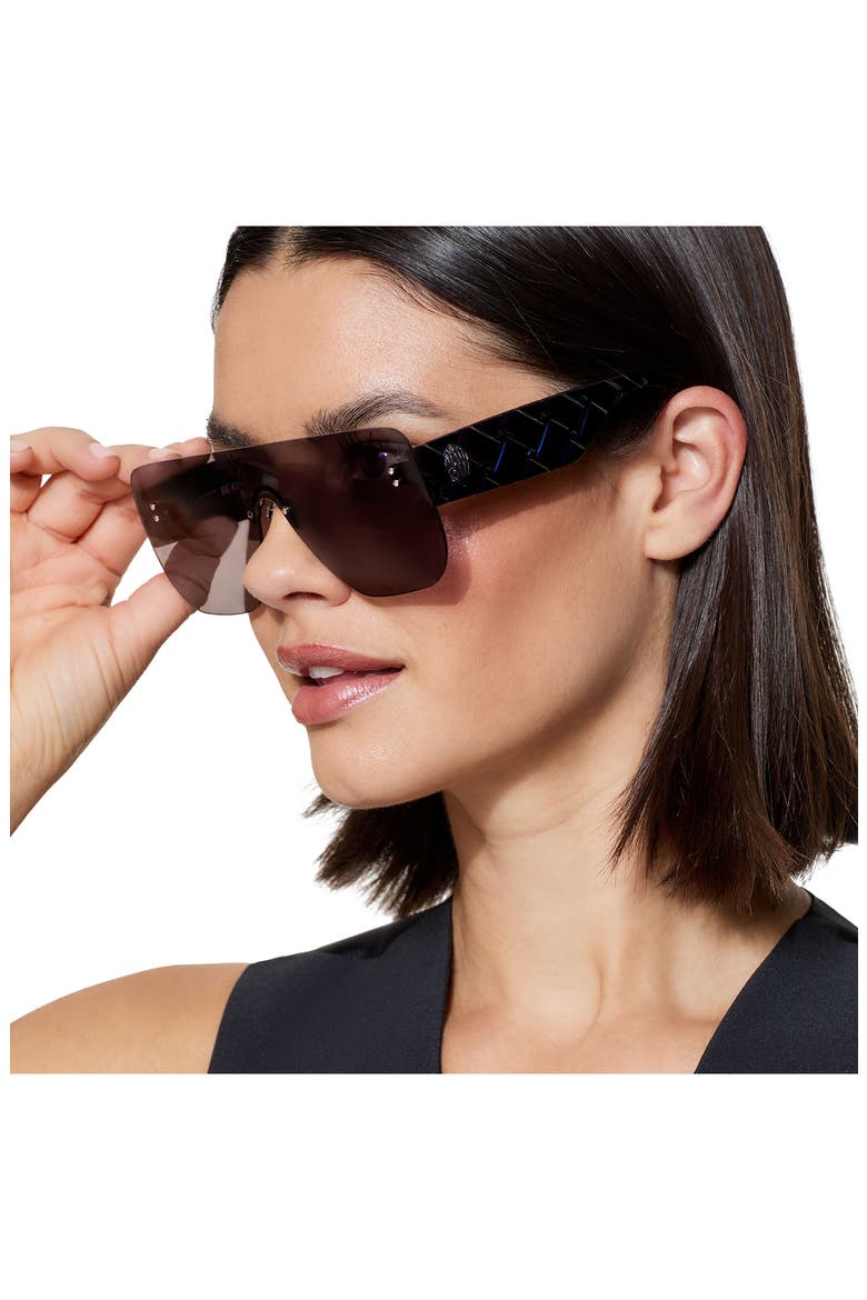 99mm Oversize Shield Sunglasses, Alternate, color, BLACK/ SMOKE