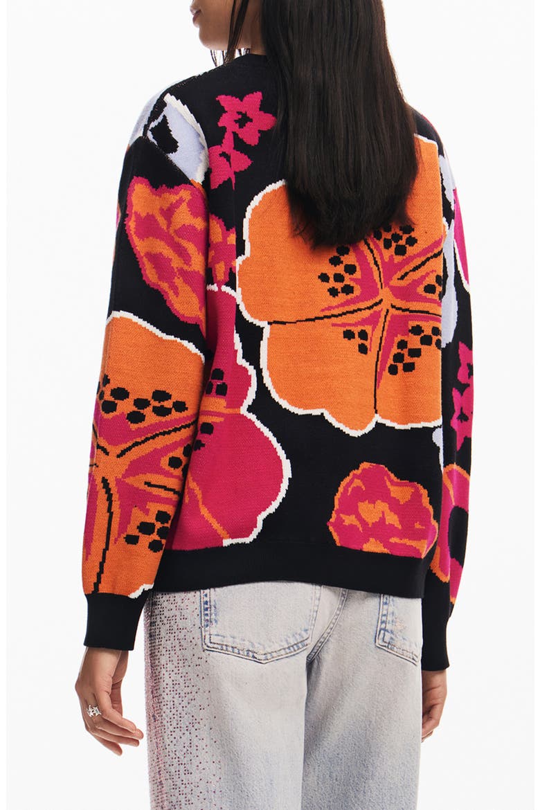 Niagara Floral Crewneck Sweater, Alternate, color, BLACK