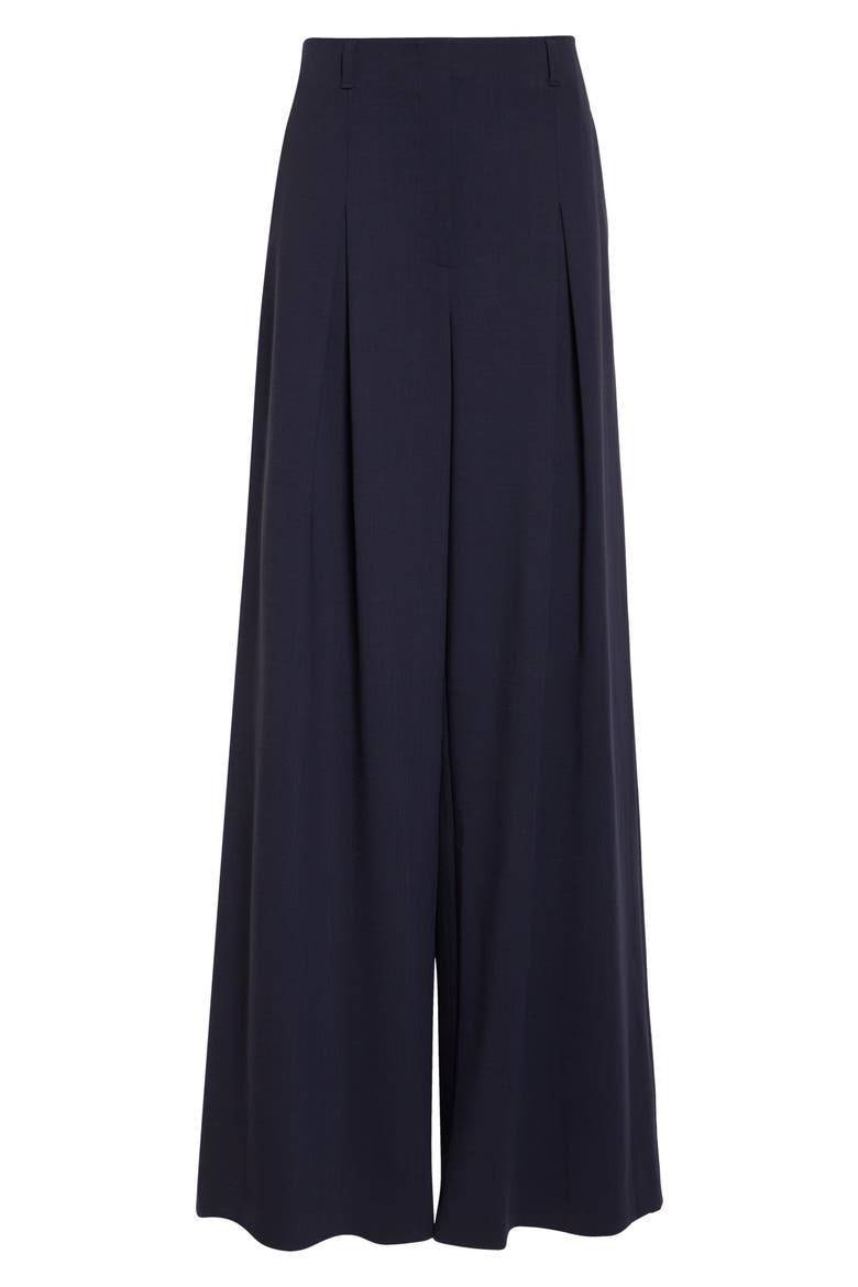 Warren Inverted Pleat Stretch Wool Wide Leg Pants, Alternate, color, INK