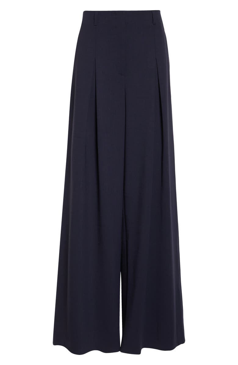 Lafayette 148 New York Warren Inverted Pleat Stretch Wool Wide Leg Pants, Alternate, color, Ink