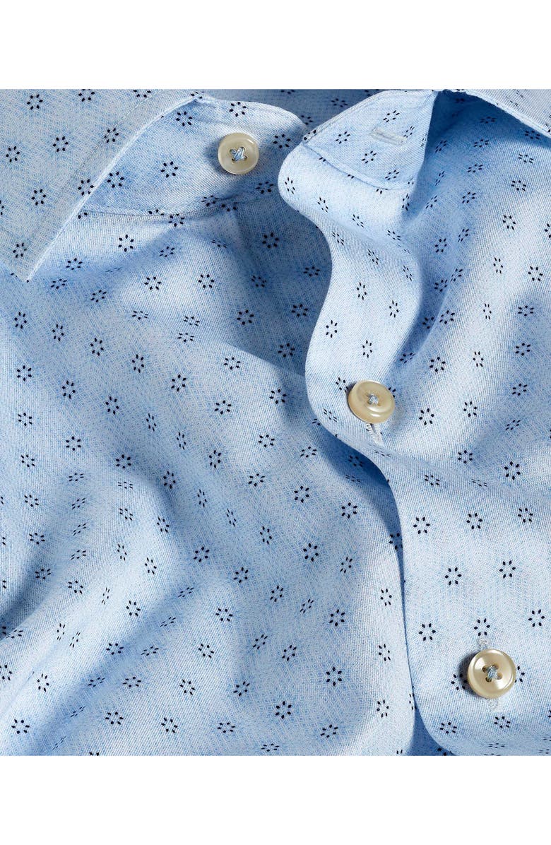 David Donahue Geometric Medallion Print Cotton Button-Up Shirt, Alternate, color, Sky/ Navy