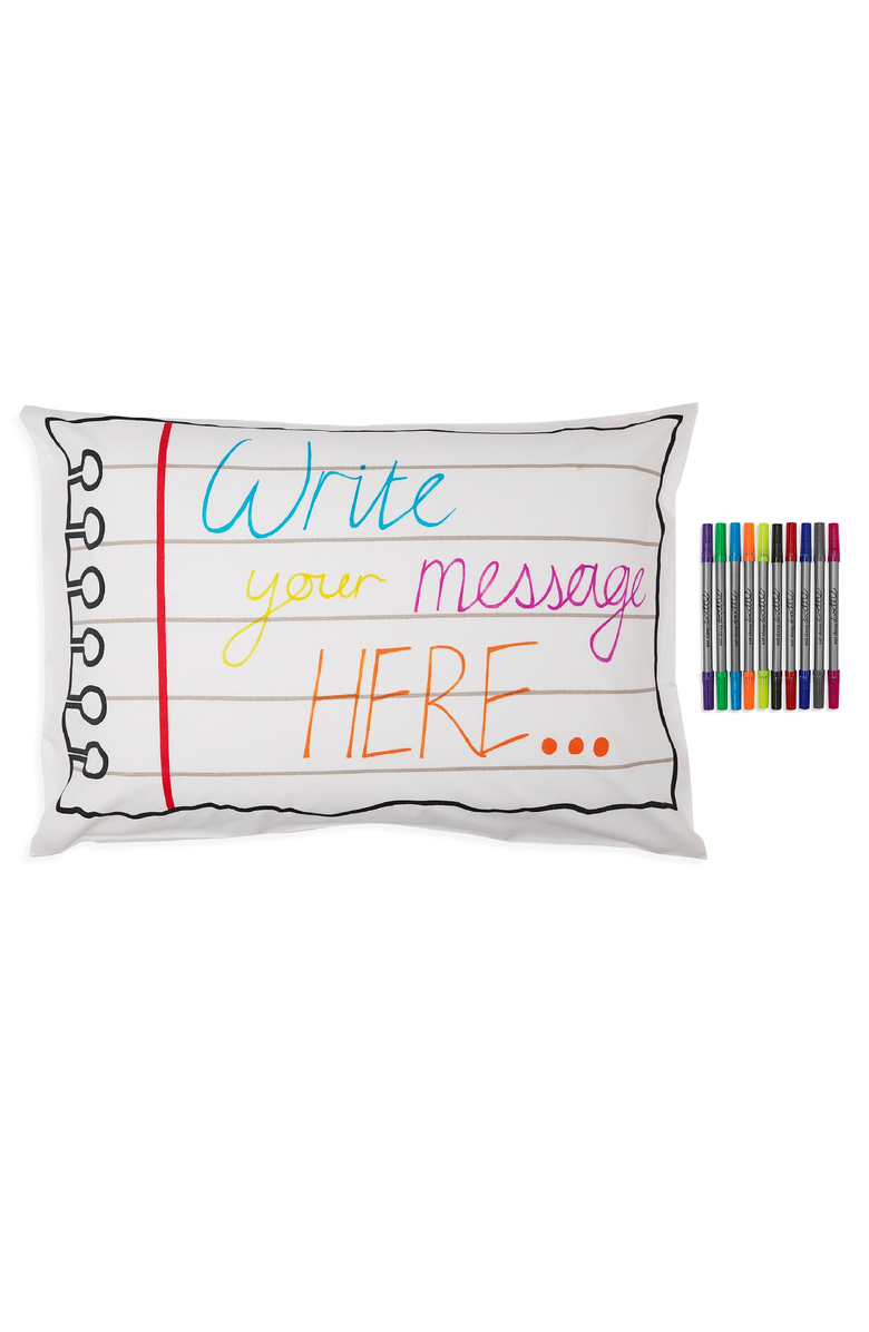Eat Sleep Doodle Color-Your-Own Pillowcase Doodle Notebook, Main, color, White