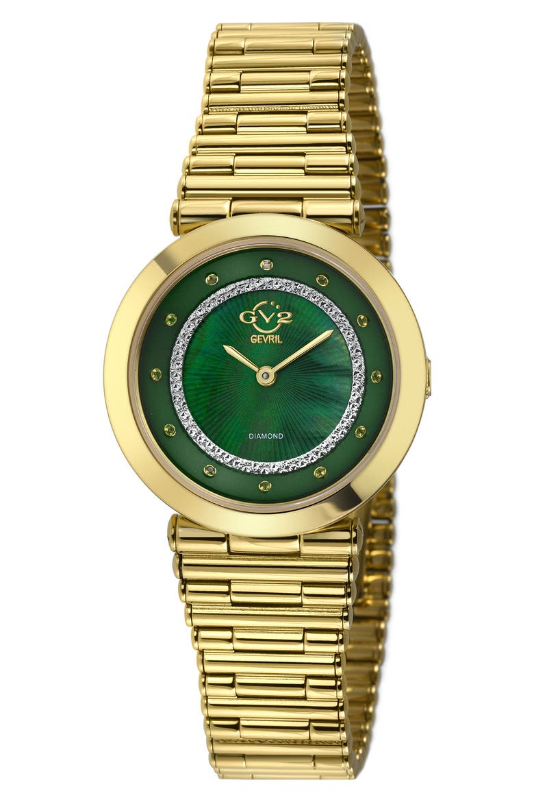 Burano Diamond Swiss Bracelet Watch, 34mm - 0.005 ctw, Main, color, GOLD